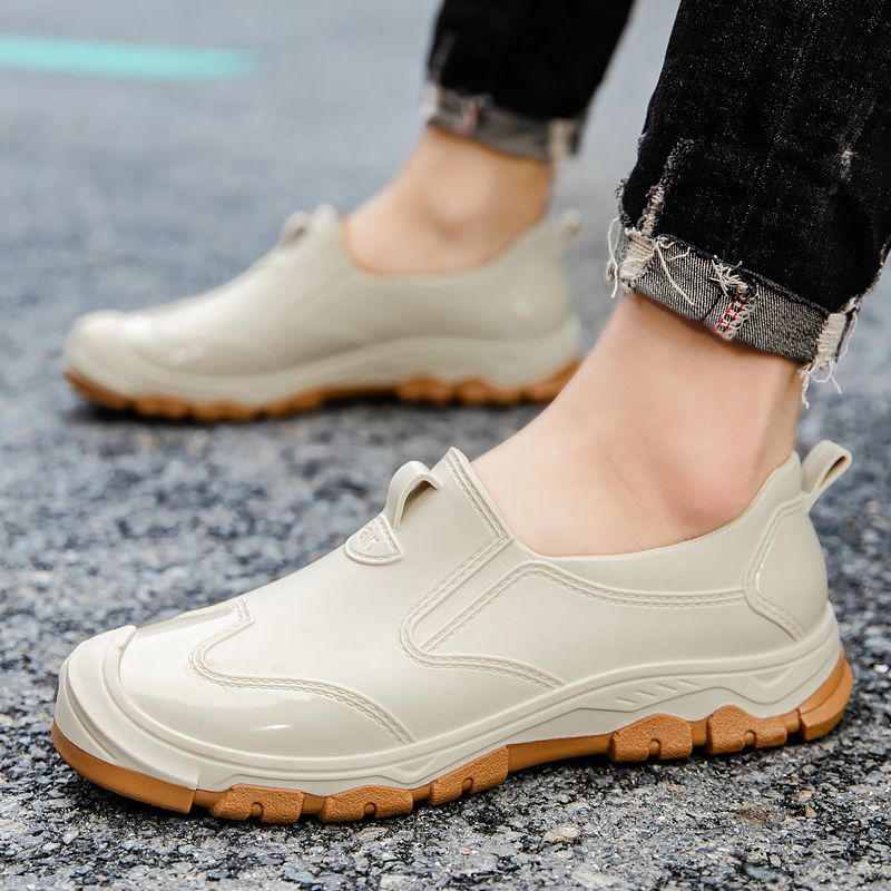 Men Shoes Offer - รองเท้าบูทยางกันน้ำสำหรับผู้ชาย สวมใส่สบาย ทนทาน เหมาะสำหรับฤดูร้อน สำหรับเดินในเมืองและนอกบ้าน รองเท้าบูทยาง