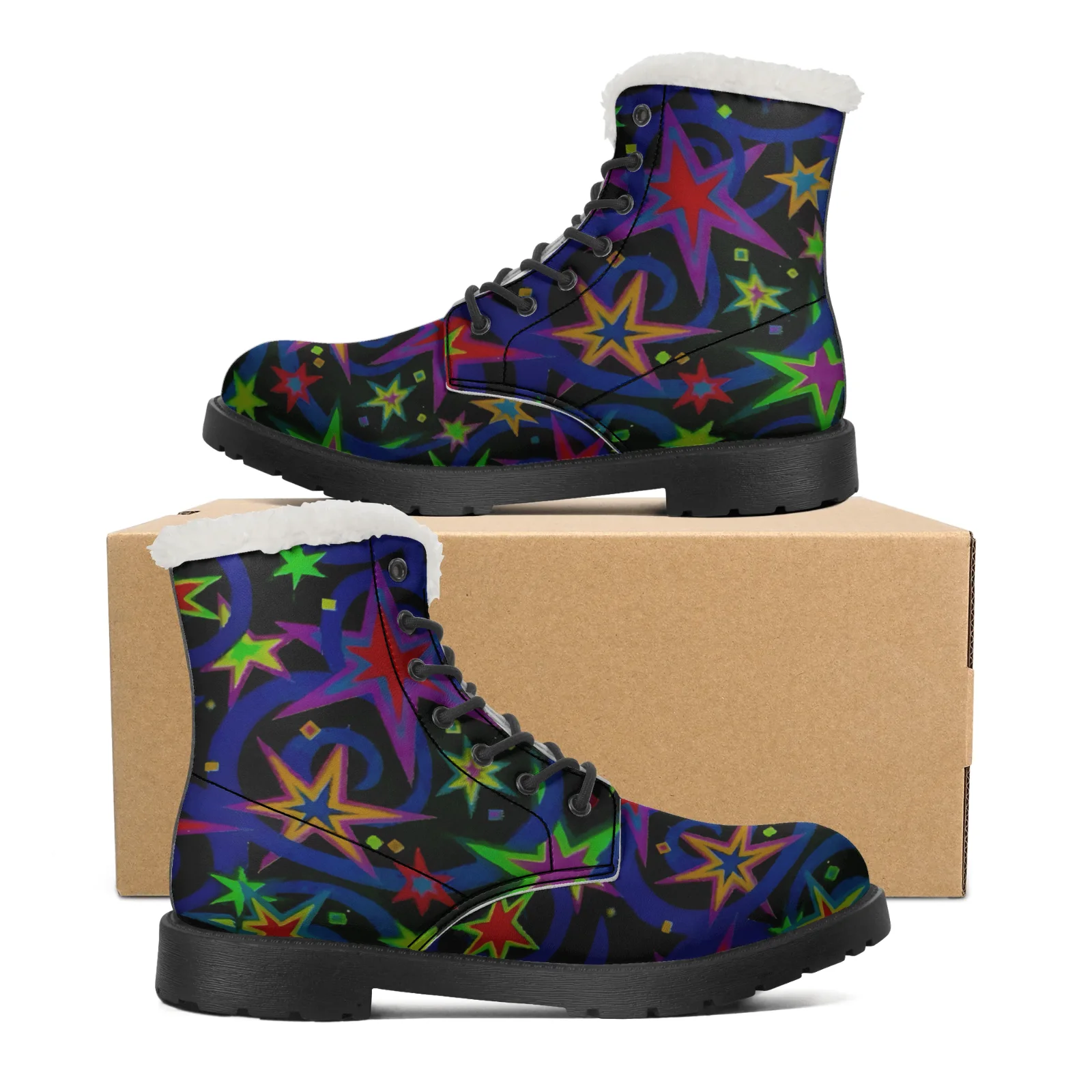 Men Shoes Eu To Us - รองเท้าบูทหิมะ Starlit Sky สำหรับผู้ชายและผู้หญิง วัยรุ่น รองเท้าบูทลำลอง