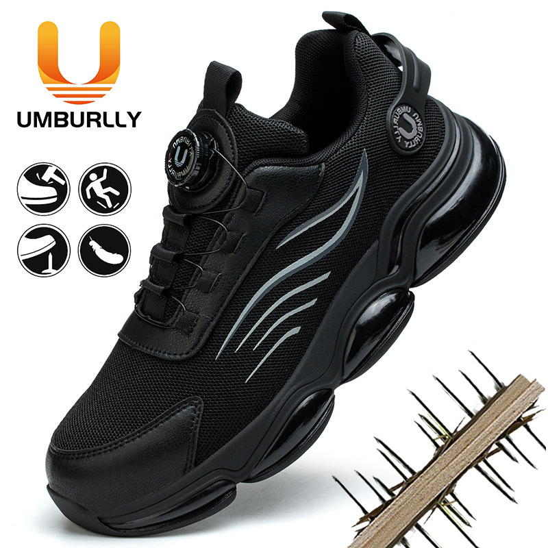 Boat Shoe Leather - Mens Steel Toe Safety รองเท้าทํางานลื่นรองเท้าหลักฐานการเจาะน้ําหนักเบา Comfort-Fit