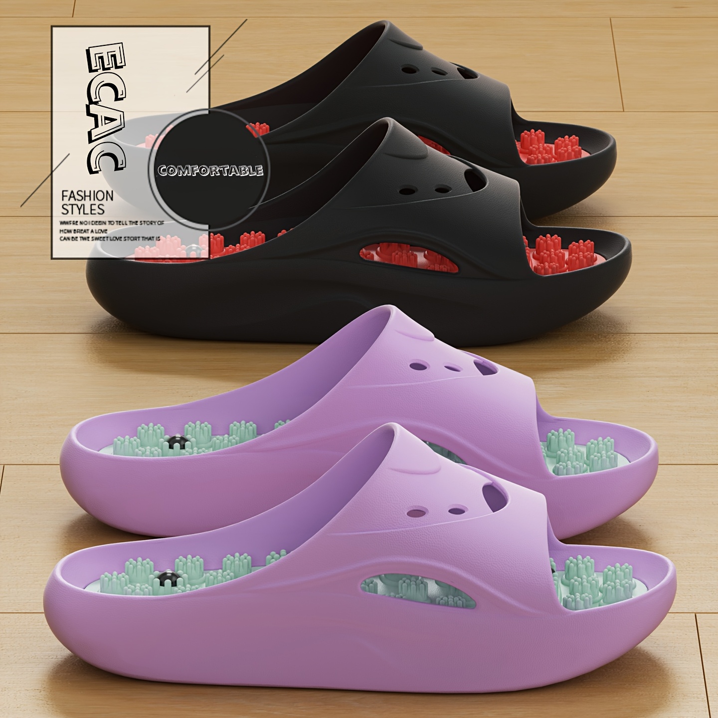 Men'S Shoes To Women'S Size - รองเท้าแตะนวด EVA สำหรับผู้หญิงและผู้ชาย พื้นหนา กันลื่น ใส่ในห้องน้ำ