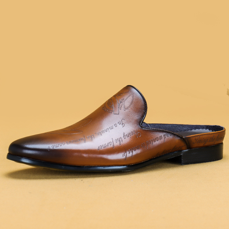 Boat Shoe Leather - อิตาเลี่ยนหรูหรารองเท้าแตะผู้ชายหนังแท้Loafersผู้ชายรองเท้าแตะสบายๆลื่นรองเท้าแฟชั่นฤดูร้อนครึ่งรองเท้าสําหรับชาย