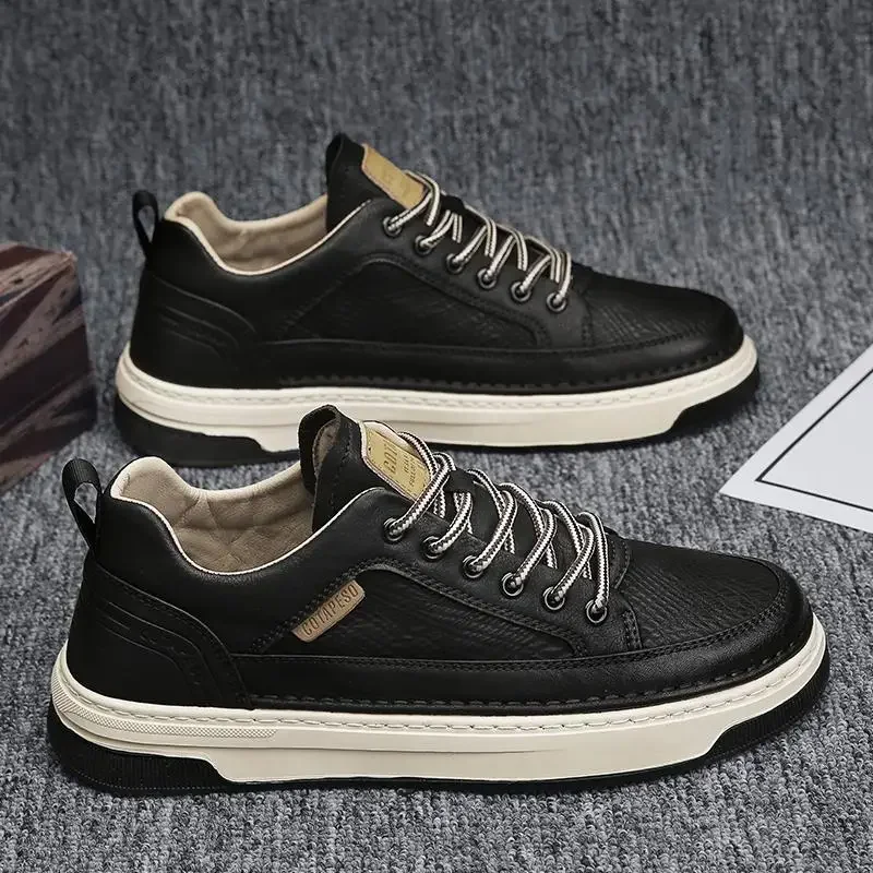 Men Shoes For Office Work - แฟชั่นรองเท้าหนังลําลองสําหรับชาย 2025 ฤดูใบไม้ร่วงรองเท้าสีดํารองเท้าสีขาวชายรองเท้าผ้าใบรองเท้าทํางาน Zapatos Casuales