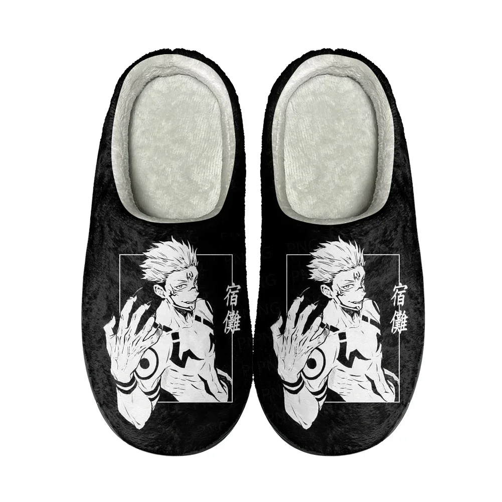 Men'S Shoes Quality - รองเท้าแตะผ้าฝ้ายลายอนิเมะ Jujutsu Kaisen คุณภาพสูงสำหรับผู้ชายและผู้หญิง แฟชั่นลำลอง ให้ความอบอุ่น