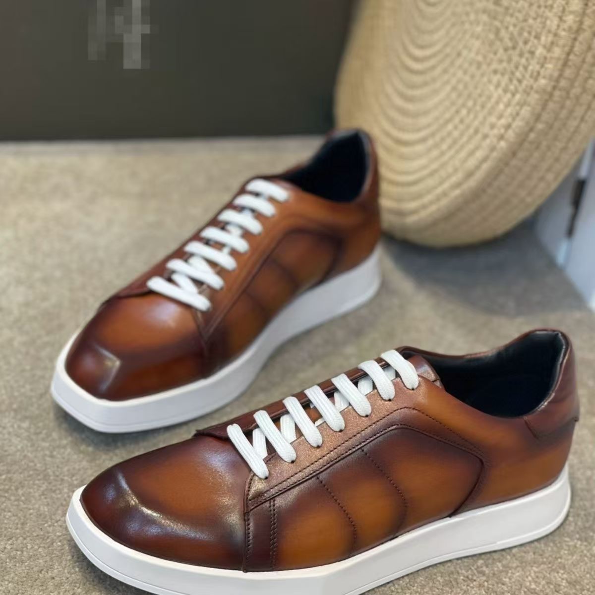 Men Shoes Eu To Us - รองเท้าผู้ชายหนังวัวแท้ขนาดใหญ่พิเศษ สไตล์วินเทจยุโรป หนังลูกวัวนุ่ม ย้อมสีน้ำตาล เทา ขาว