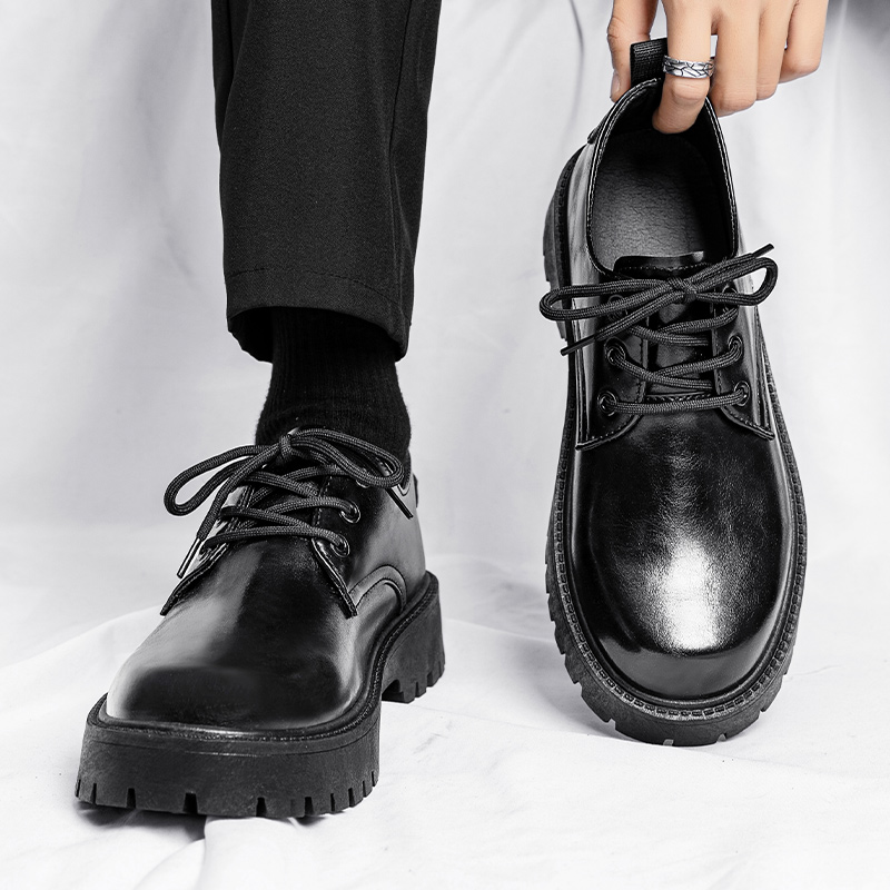 Men Shoes For Office Work - รองเท้าหนังลำลองสำหรับผู้ชาย รองเท้าทำงานแบบผูกเชือก น้ำหนักเบา สีดำ รองเท้าอ็อกซ์ฟอร์ดสำหรับผู้ชาย รองเท้าลำลอง