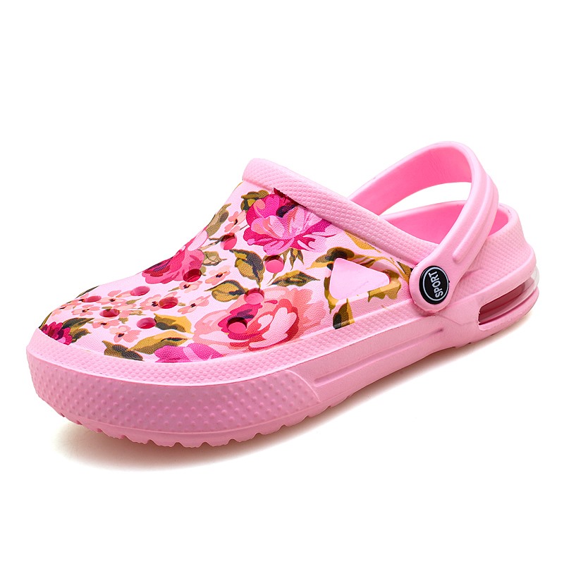 Men'S Shoes Crocs - ฤดูร้อนผู้หญิงดอกไม้ Graffiti Clogs รองเท้าแตะน่ารักรองเท้าผู้ชายรองเท้าแตะคู่ Air Cushion