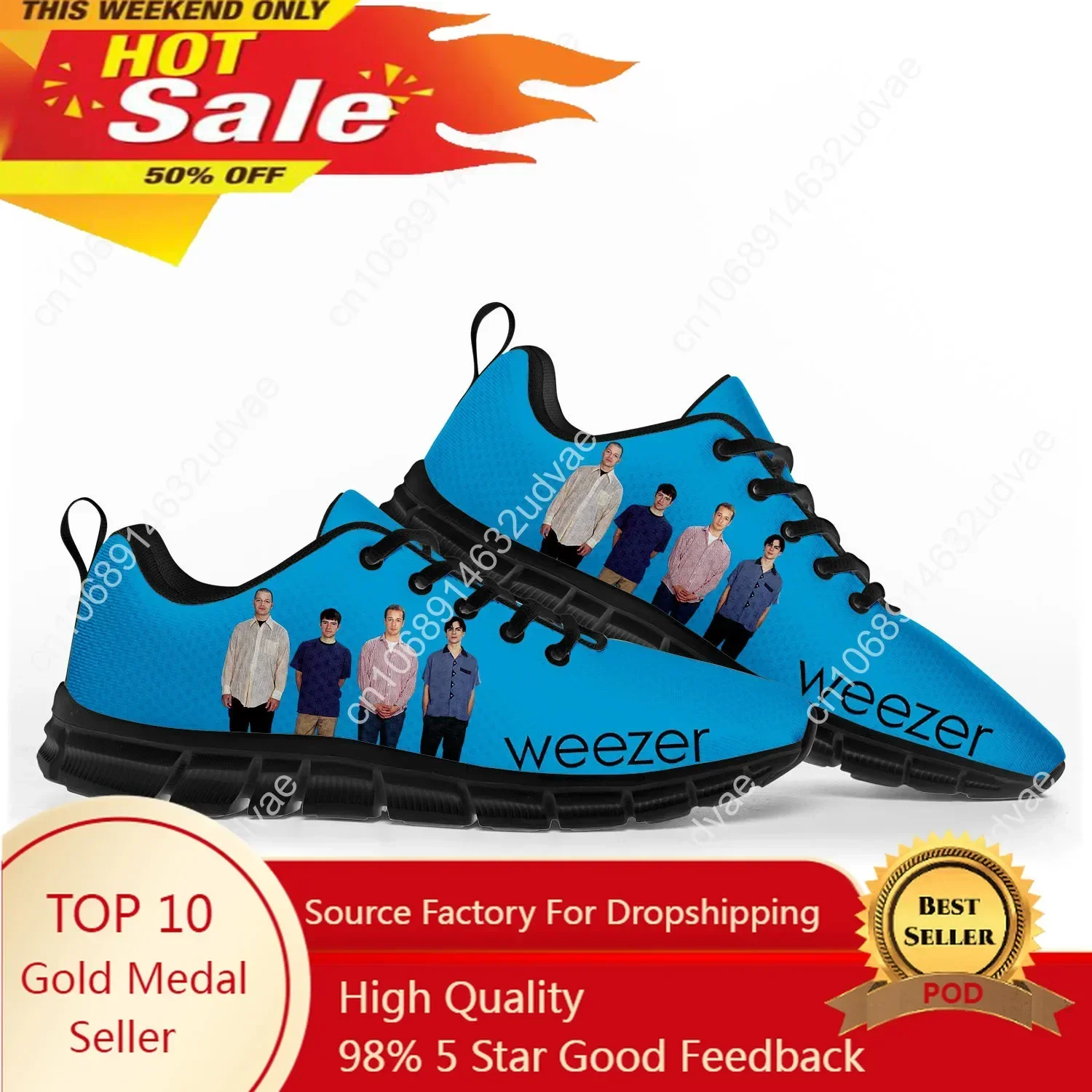 Men'S Shoes Quality - รองเท้ากีฬา Weezer สำหรับผู้ชายและผู้หญิง รองเท้าผ้าใบสไตล์วงดนตรีป๊อปร็อค ลำลอง คุณภาพสูง
