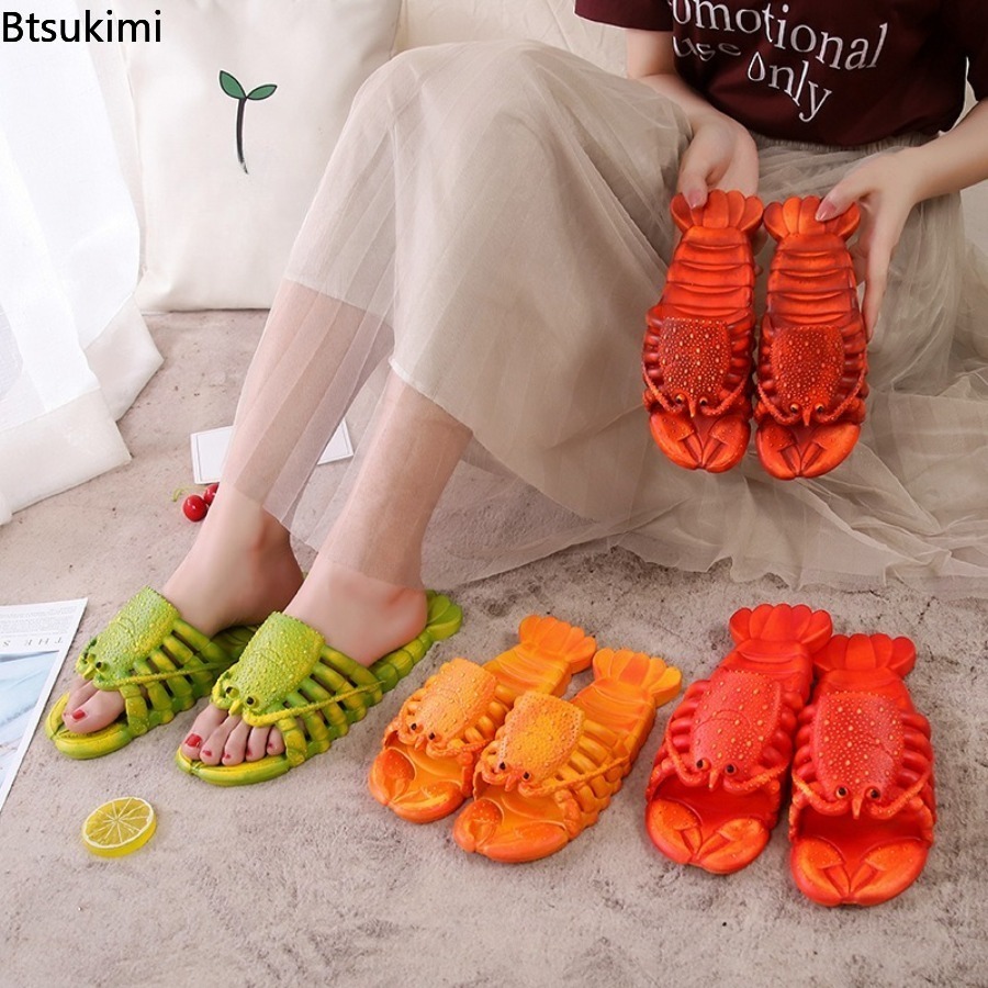 Men'S Shoes To Women'S Size - รองเท้าแตะลายการ์ตูนกุ้งมังกรสุดเท่ รุ่นใหม่ประจำปี 2026 สำหรับฤดูร้อน พื้นนุ่มทำจาก PVC