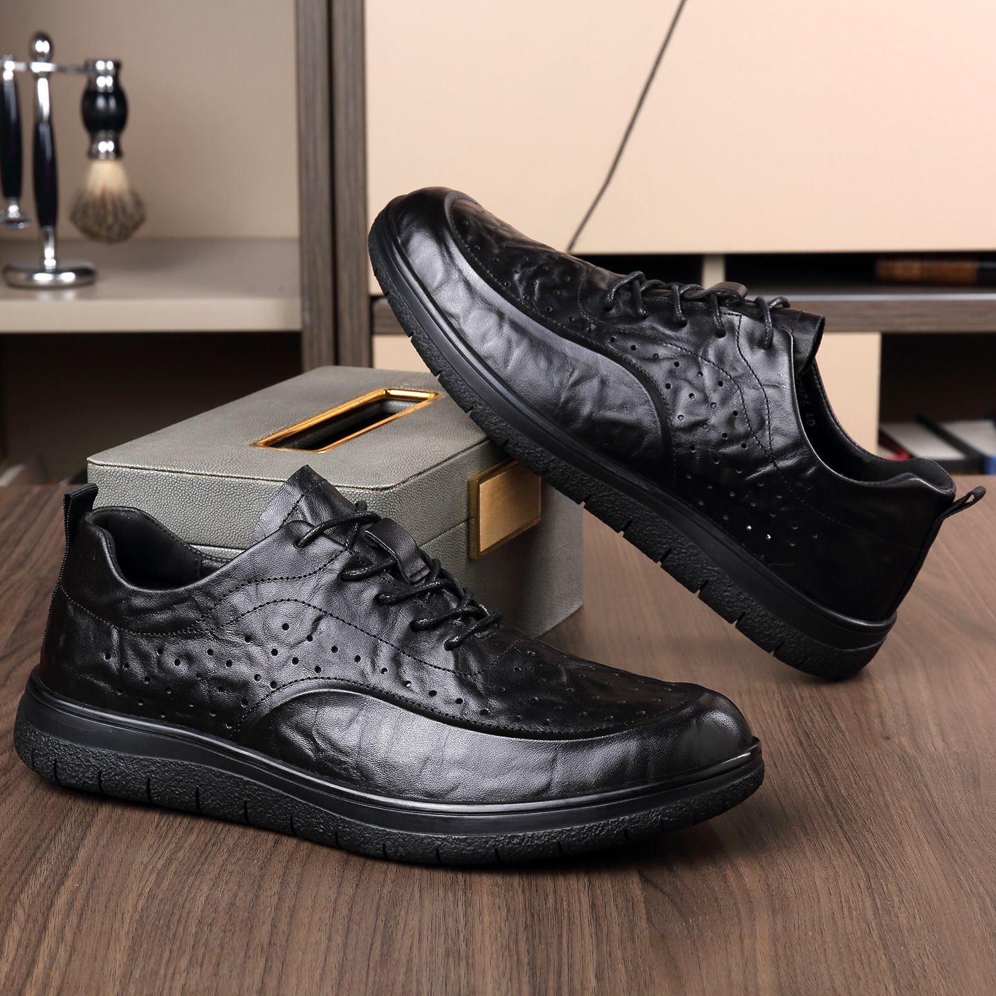 รองเท้าหนังแท้ลำลอง สไตล์หรูหร - Men Shoes For Office Work บทวิจารณ์และราคา