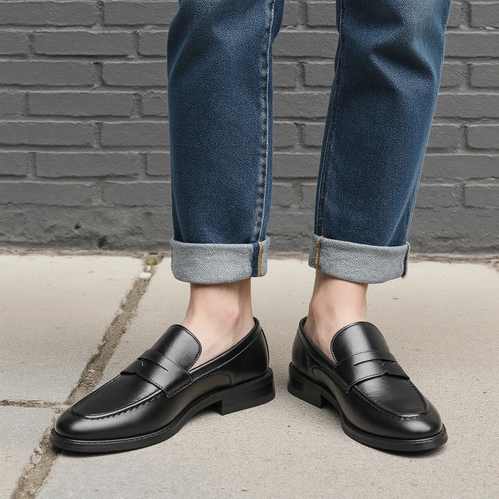 รองเท้าโลฟเฟอร์สีดำสำหรับผู้ชา - Men Shoes For Office Work บทวิจารณ์และราคา