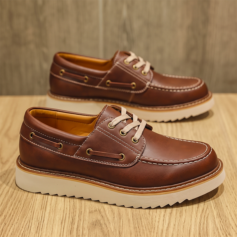 รองเท้าหนังวัวแท้แบบวินเทจสำหร - Boat Shoe Leather บทวิจารณ์และราคา