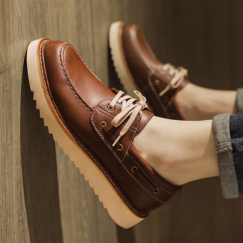 รองเท้าหนังวัวแท้แบบวินเทจสำหร - Boat Shoe Leather บทวิจารณ์และราคา