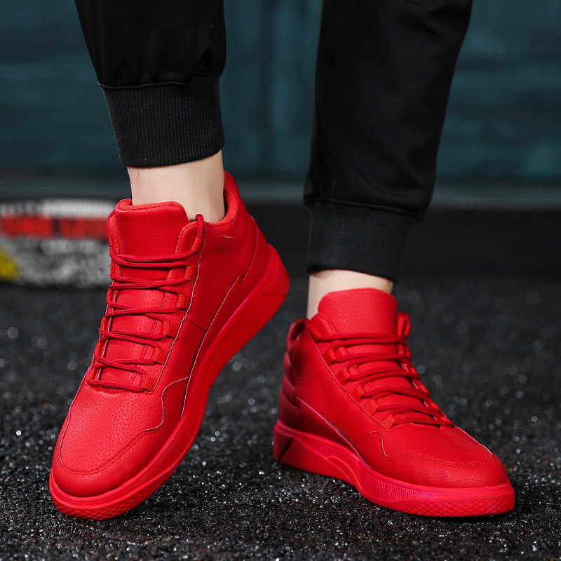 รองเท้าสเก็ตหนังหุ้มข้อสูงสีแด - Boat Shoe Leather บทวิจารณ์และราคา